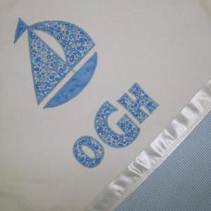 sailboat monogram blanket