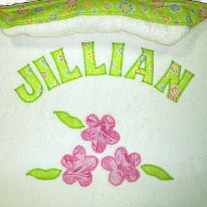 lime floral hooded towel